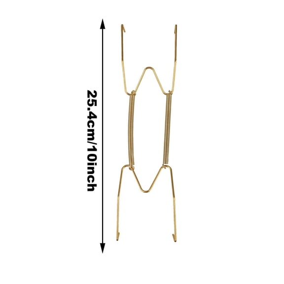 10 Pcs Dish Display Plate Hanger, Wire Plate Hanger, Wall Plate Hanger, Golden Stainless Steel Spring Hook Holder Hanging Wire for Decorative Plates and Art