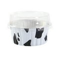 thumbnail image 1 of 10 Pcs Disposable Aluminum Foil Baking Cups With Lids And Spoons, Cow Print Design For Muffin Cupcake Pie Cream Containers, Disposable Use Easy Clean Baking Supplies, 1 of 4