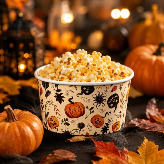 10 Pcs Disposable Halloween Paper Snack Bowls,Pumpkin Ghost Print for Ice Cream,Treats,Party Tableware,Holiday Decor
