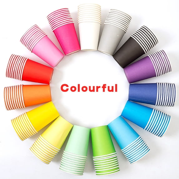 10 Pcs Disposable Paper Cups Party Cups Drinking Cups for Party DIY and Holiday OrangeCup 10Pcs