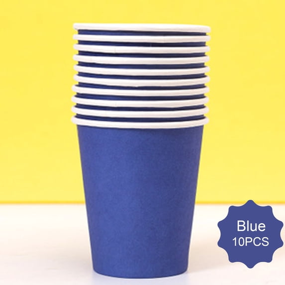 10 Pcs Disposable Paper Cups,Party Drinking Cups,DIY Holiday Cups,Thickened Paper Party Cups,Blue 2,10Pcs