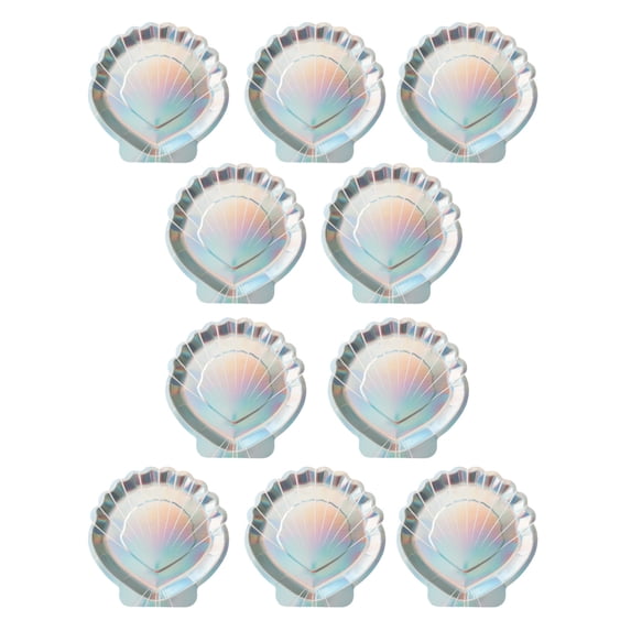 10 Pcs Disposable Paper Plates, Colorful Seashell Shaped Plates, Party Supplies, Dinner Desserts Plate for Birthday Graduation