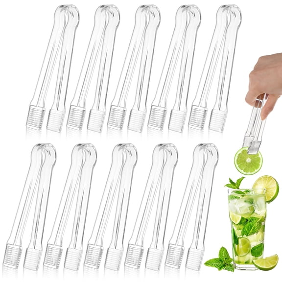 10 Pcs Disposable Plastic Serving Tongs, Clear Kitchen Utensils for Party Buffet Appetizer Salad Catering Ice Cubes Sandwiches, 6.3 Inches, Transparent