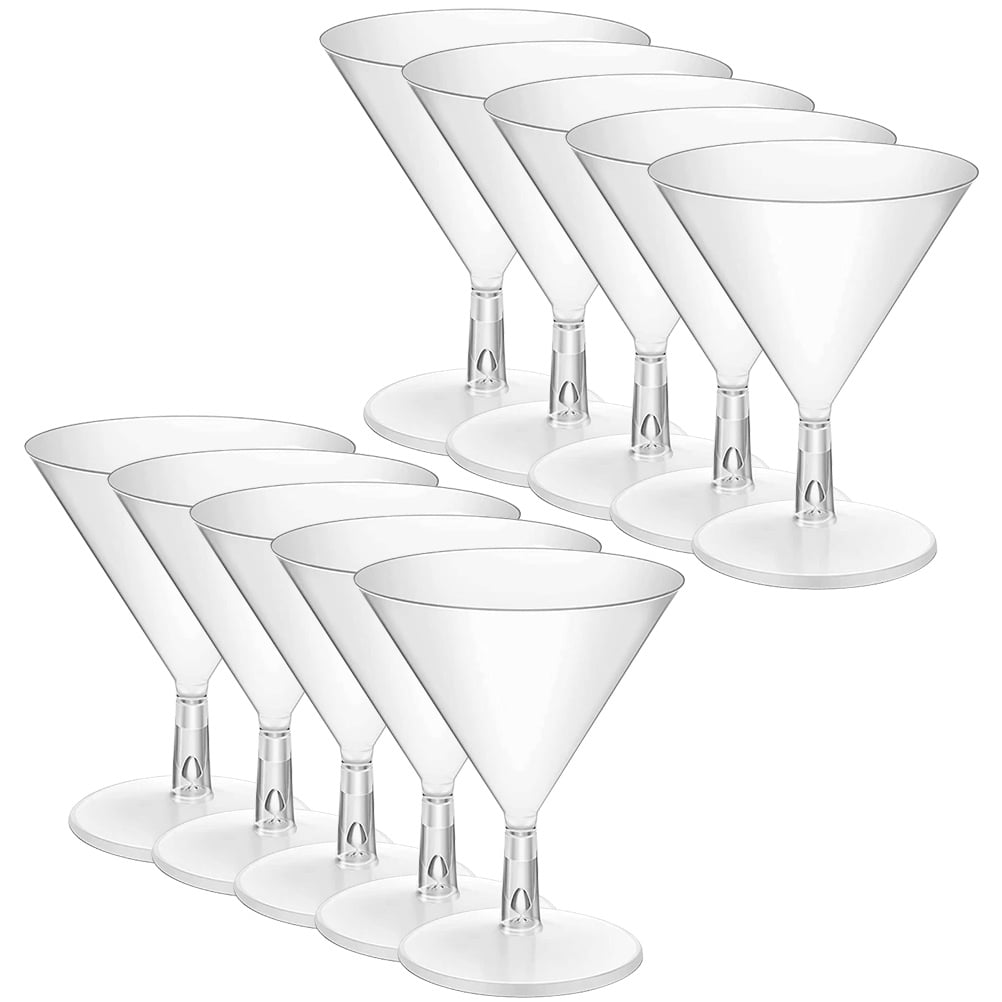 10 Pcs Disposable Wineglass Plastic Cup Martini Glasses Drinking Clear