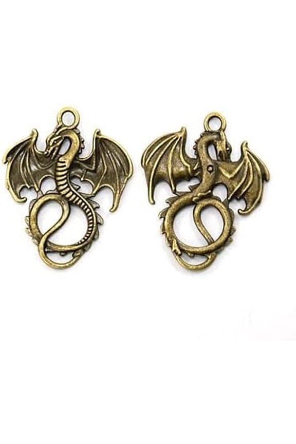 10 Pcs Dragon Charms Pendant Tibetan Style Pendants Alloy Dragon Necklace Pendants Jewelry Making Charms Metal Charms Pendant Ornament for Women DIY Necklace Bracelet Earring Jewelry Craft Making