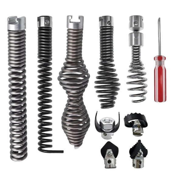 10 Pcs Drain Snake Drill Attachment, Cutter and Auger Set, Compatible with RIDGID K-400 C-4 C-6 C-7 C-8 and C-9 Drain Cleaning Machine, Fits 5/8 inch Drain Snake Cable