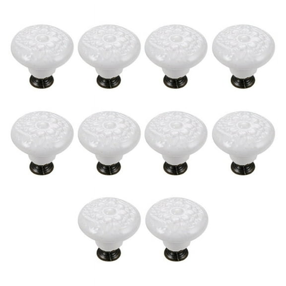 10 Pcs Drawer Pull Handles Round Cabinet Knobs Vintage Ceramic Door Knobs for Closet Cupboard Wardrobe Dresser White