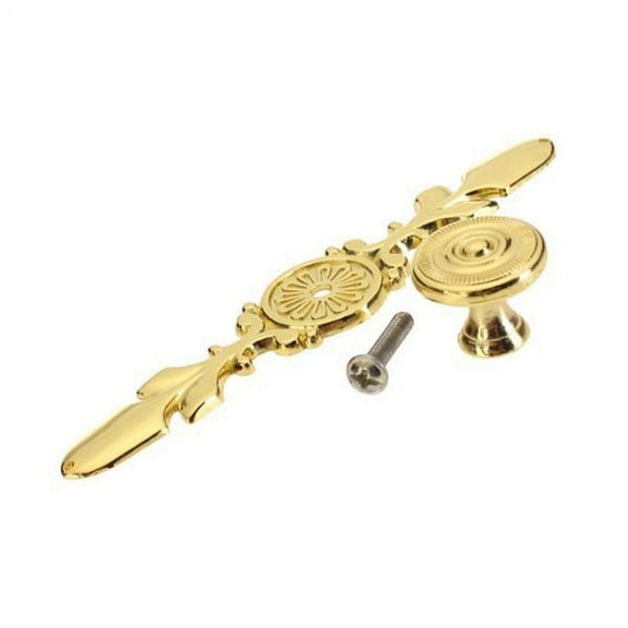 ETEREAUTY 10Pcs Golden Tone Drawer Knob with Back Plate for Cabinet and Door Use