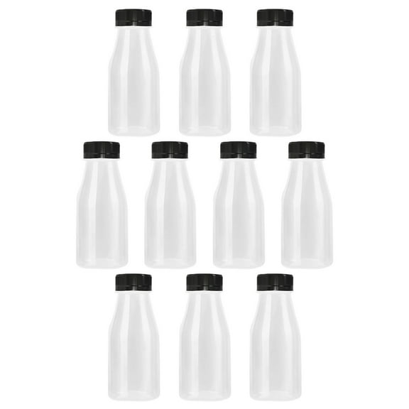 ifundom Set of 10 Small Clear Plastic Beverage Bottles with Spill-Proof Lids, Portable and Reusable Drink Containers