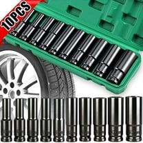 10 Pcs Drive Deep Impact Socket Set, Professional Socket Set Wrench Kit Wrench Socket with Extension Bar Drive Socket Sets for Automotive Home Repair DIY Projects