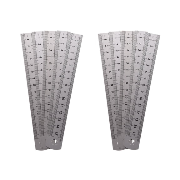 WM25 10 Pcs Dual Side Marked 15cm 6 Inch Stainless Steel Straight Ruler