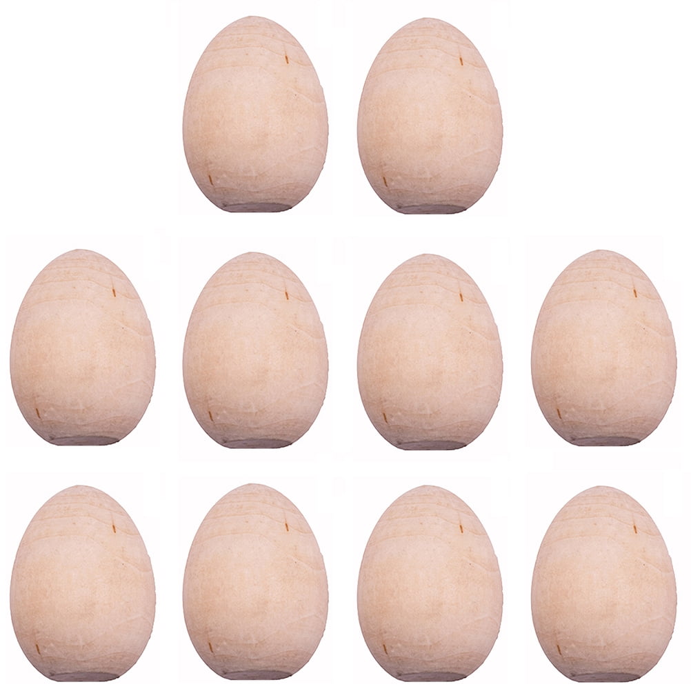 10 Pcs Easter Eggs Wood Ornaments Graffiti Eggs Brain Toy Easter Egg