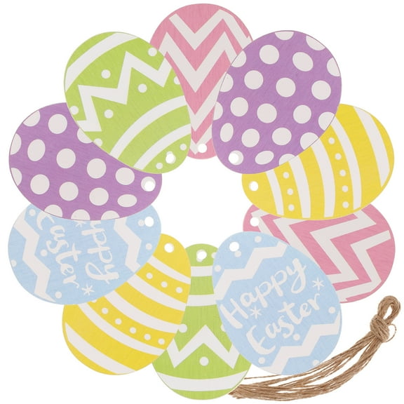 10 Pcs Egg Shaped Cutouts Eggs Wood Chips Easter Decorating