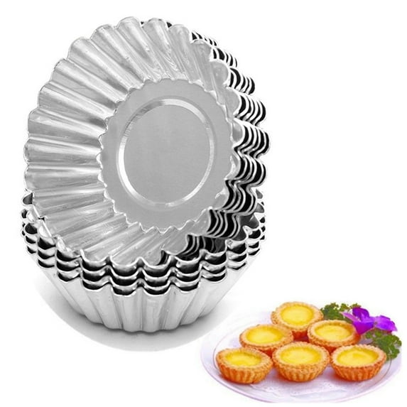 10 Pcs Egg Tart Molds, Mini Tart Pan for Baking, Aluminum Tins Mould for Tart Shells, Pie, Cupcakes, Mini Cake, Pudding, Jello, Muffin and Chocolate