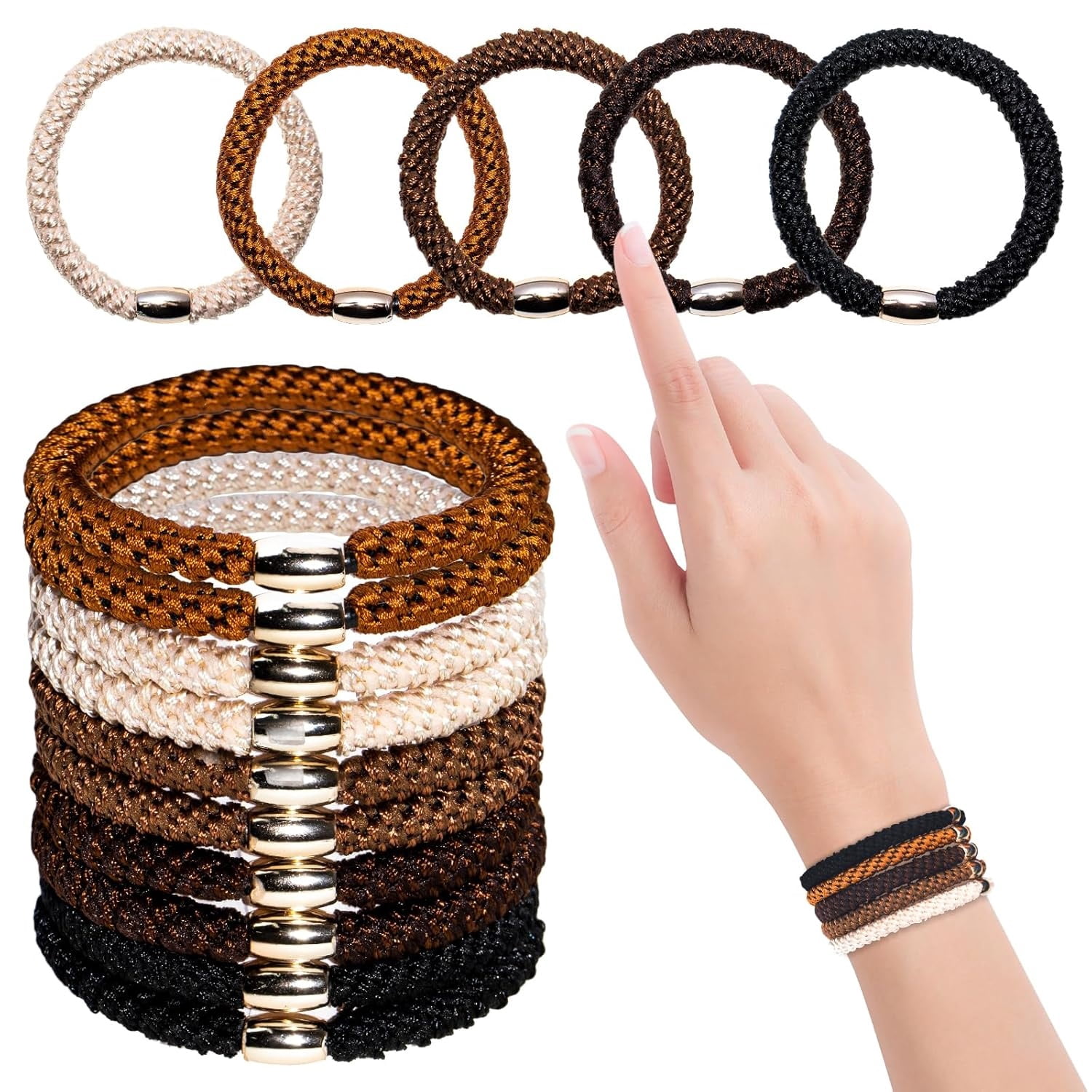 10 Pcs Elastic Hair Ties No Damage & No Breakage Hair Ties Ponytails
