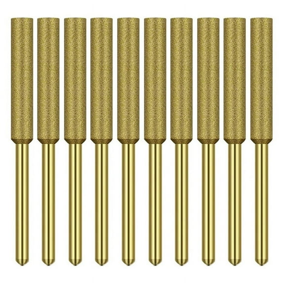 10 Pcs Electric Chainsaw Sharpener Stone Burr Grinding Stone File,Titanium Plated Sharpening Wheels (4.0mm)