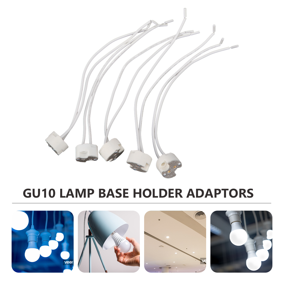 10 Pcs Electric Connectors Gu10 Bulb Holder Gu10 Lamp Socket White Gu10