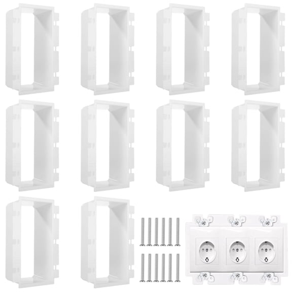 10 Pcs Electrical Box Extenders, BE3-3 Outlet Box Extensions with 62 Screws, 3-Gang Power Box Extensions, Switch Receptacles Accessories, White
