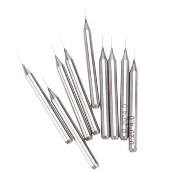 OULII 10Pcs Pcb End Mill Tungsten Steel Silver for Cnc Pcb Machinery Drilling