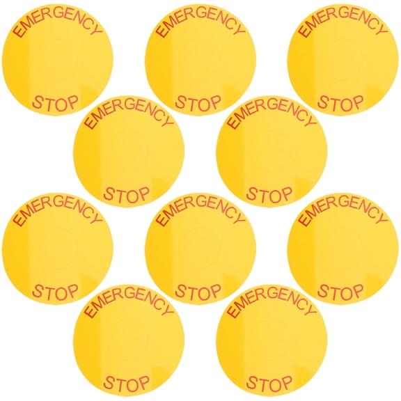 10-Pack Emergency Stop Sign Decals for Machinery, Warning Stickers, Safety Caution Emblems, Car and Equipment Signs