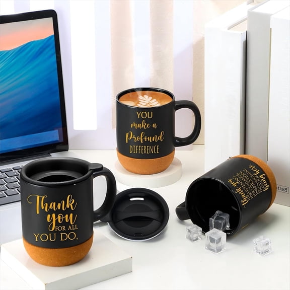 10 Pcs Employee Appreciation Gift Bulk Thank You Coffee Mug 13.5 oz Ceramic Tumbler Valentines Inspirational Mug Gifts for Coworker Volunteer Nurse Staff Teacher Women Men