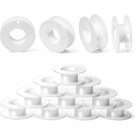 10 Pcs Empty Spool Empty Plastic Spools for Storing Chains and Ribbons White Wire Weaving Bobbins 2.2x0.79 Inch Thread Spools Ribbon Chain Tape Spool for Embroidery Yarn Crafts Sewing