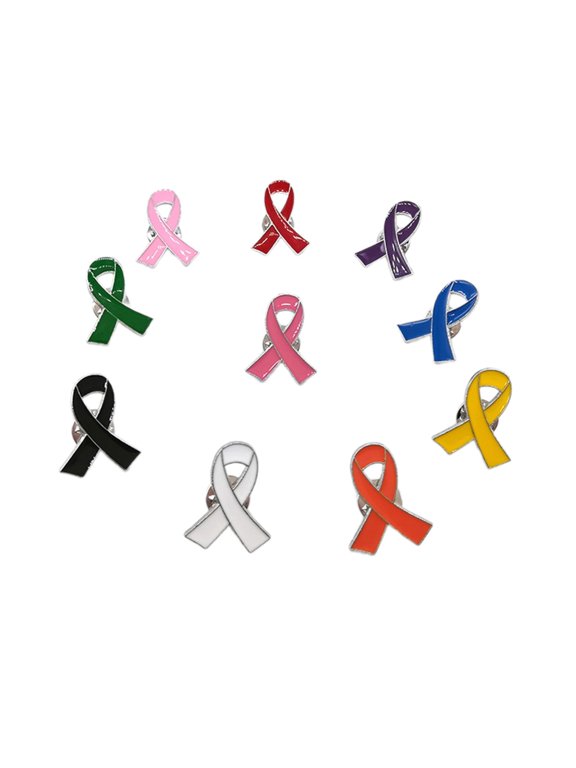 10 Pcs Enamel Lapel Pin Prevention and Awareness Ribbon Brooch Jewelry Badges Breast Cancers Awareness Hope Lapel Pin