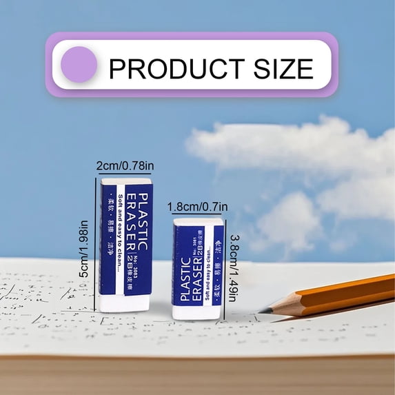 10 Pcs Erasers Pencil Erasers, 2B White Rubber Eraser Rectangular Bulk for Classroom, Office, Art Erasers for Drawing Large