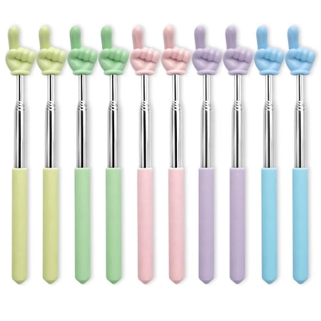 10 Pcs Extendable Pointer Finger Stick, Telescoping Hand Pointer Finger, Retractable Pointing Stick Reading Aid for Presentation Whiteboard Classroom School Teacher Supplies (10 Colors)