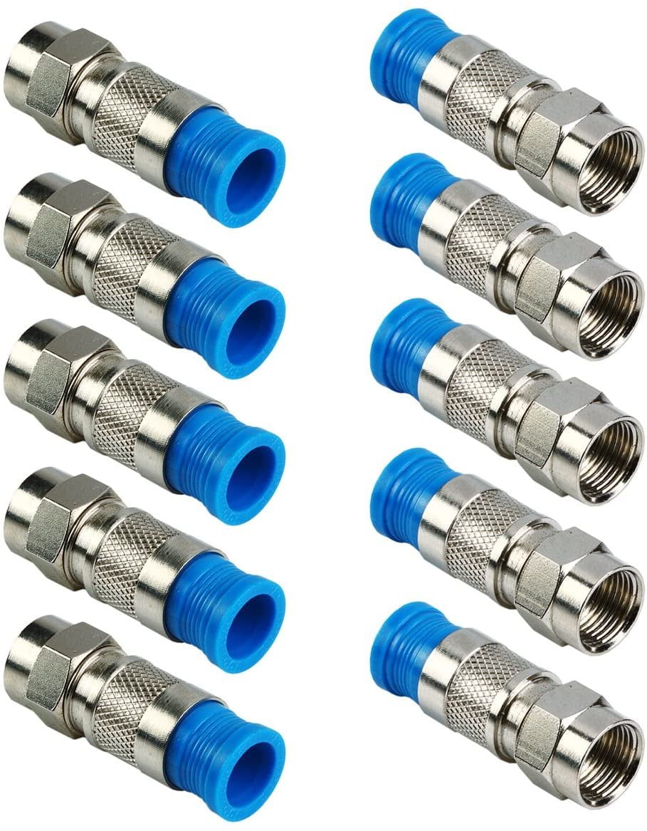 10 Pcs FType Compression Connector Male Plug RG6 Quad Shield Coax