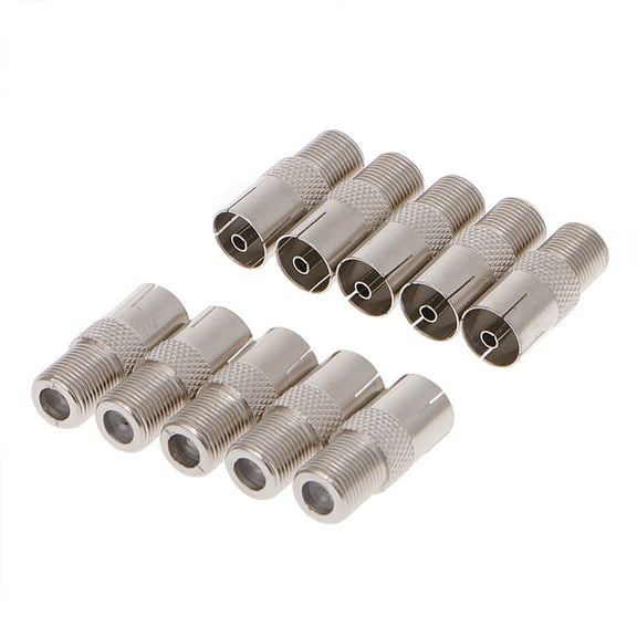 10 Pcs F Type Female Jack To TV PAL Female Jack RF Coaxial Adapter Connector
