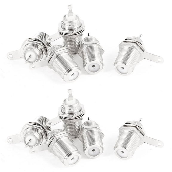 10 Pcs F Type Panel Mounted Socket Female Jack Solder Connector Adapter,10 x F Type Chassis Panel Mount Female Connector,Silver