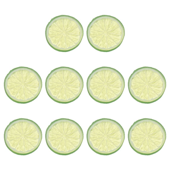 10 Pcs Fake Lemon Slices, 1.6 Inch Simulation Lemon Slice Artificial Fruit Decor for Home Party Fruit Props, Green