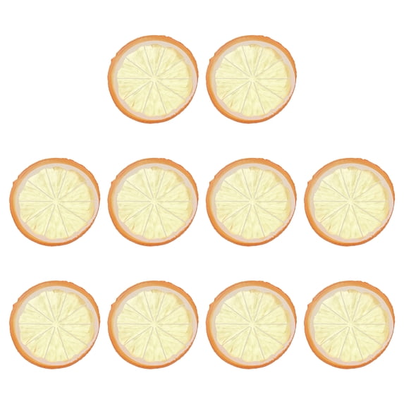 10 Pcs Fake Lemon Slices, 1.6 Inch Simulation Lemon Slice Artificial Fruit Decor for Home Party Fruit Props, Orange