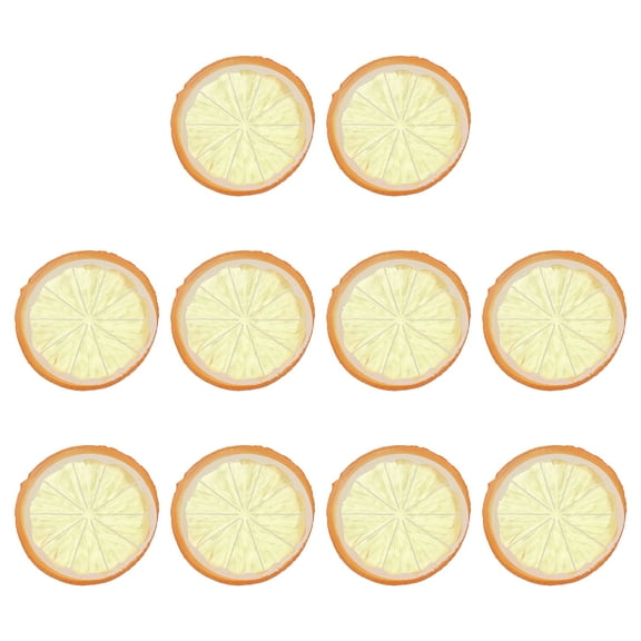 10 Pcs Fake Lemon Slices, 1.6 Inch Simulation Lemon Slice Artificial Fruit Decor for Home Party Fruit Props, Orange