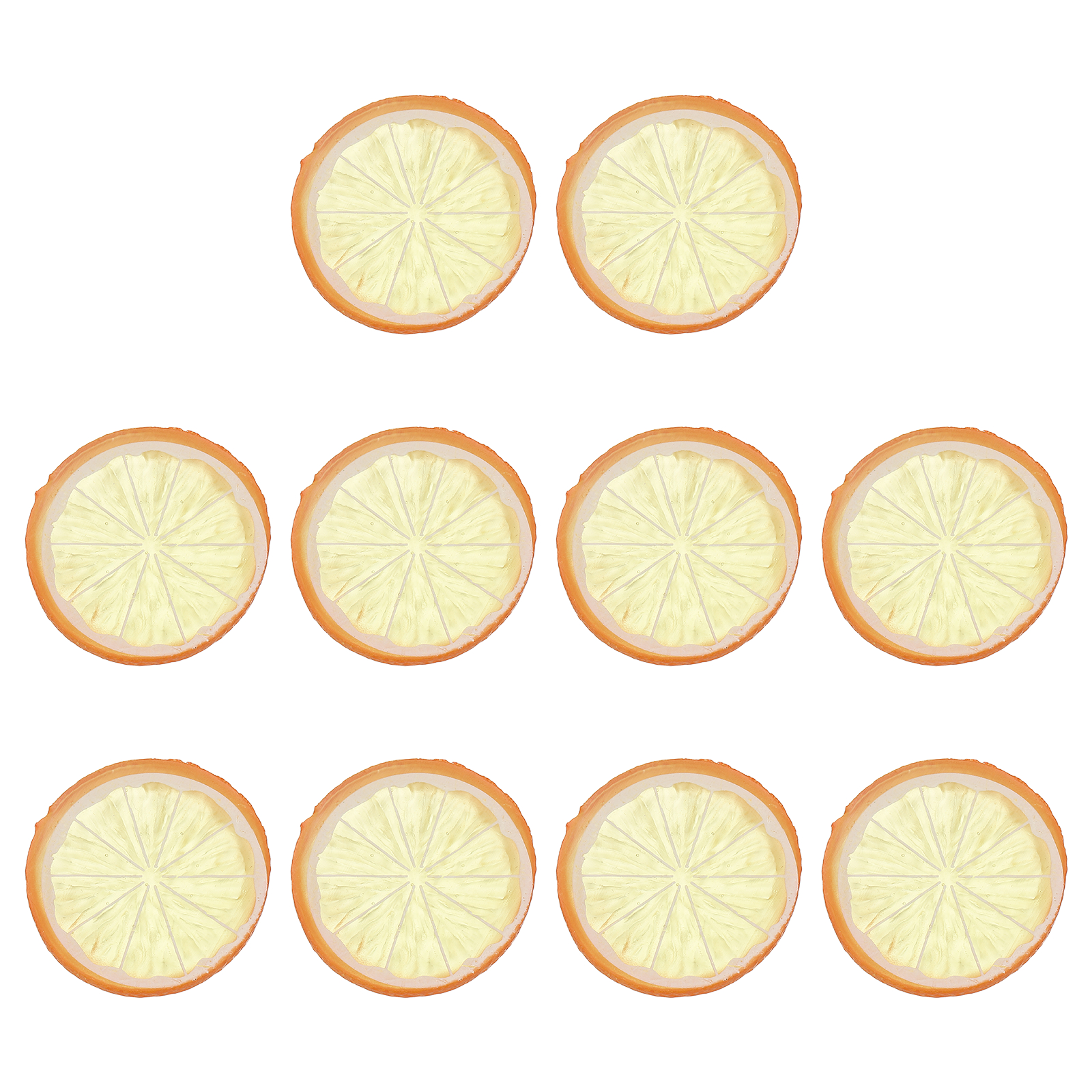 10 Pcs Fake Lemon Slices, 1.6 Inch Simulation Lemon Slice Artificial Fruit Decor for Home Party Fruit Props, Orange