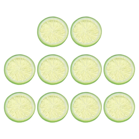 10 Pcs Fake Lemon Slices, 2 Inch Simulation Lemon Slice Artificial Fruit Decor for Home Party Fruit Props, Green