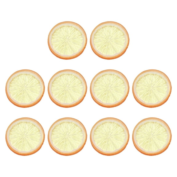 10 Pcs Fake Lemon Slices, 2 Inch Simulation Lemon Slice Artificial Fruit Decor for Home Party Fruit Props, Orange