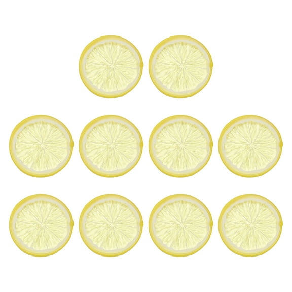 10 Pcs Fake Lemon Slices, 2 Inch Simulation Lemon Slice Artificial Fruit Decor for Home Party Fruit Props, Yellow