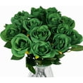 10 Pcs Fake Roses Artificial Flowers with Long Stems, 15'' Black Faux