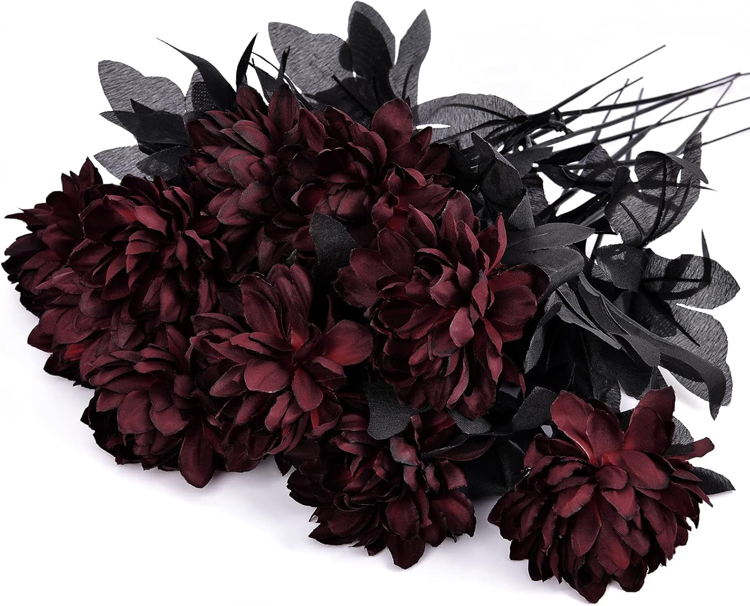 10 Pcs Fake Roses Artificial Flowers with Long Stems, 15'' Black Faux ...