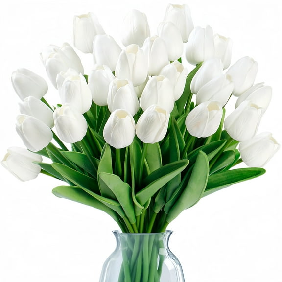 10 Pcs Fake Tulips Artificial Flowers Real Touch PU Faux Flowers Tulip Stems for Wedding Spring Bouquet Floral Arrangement Home Party Office Decorations for Mother's Day