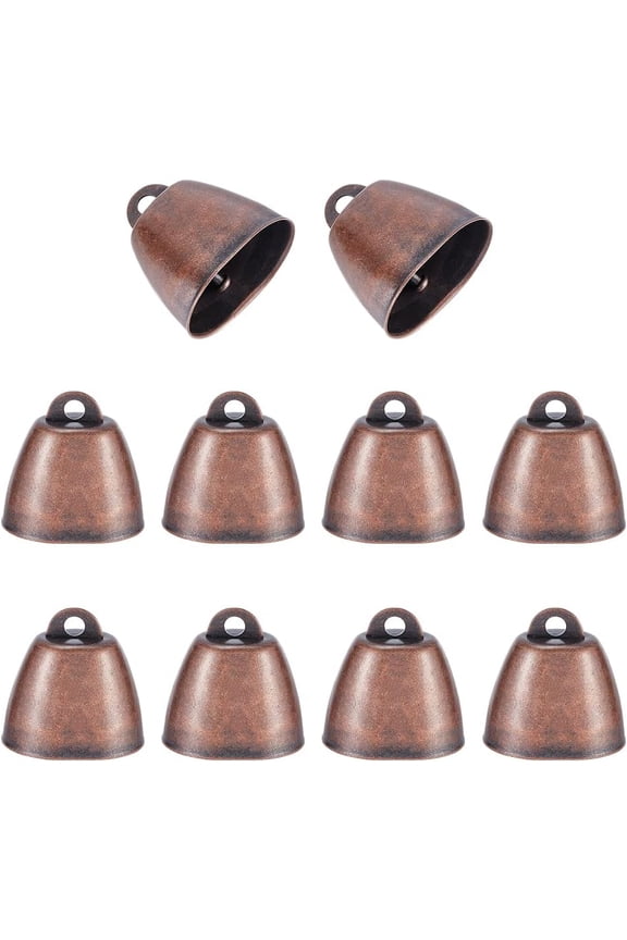 10 Pcs Farm Animal Bell Red Copper Bell Charms Grazing Iron Bell Cowbell Metal Pet Bells DIY for DIY for Cattle Cow Horse Sheep Animal Collar