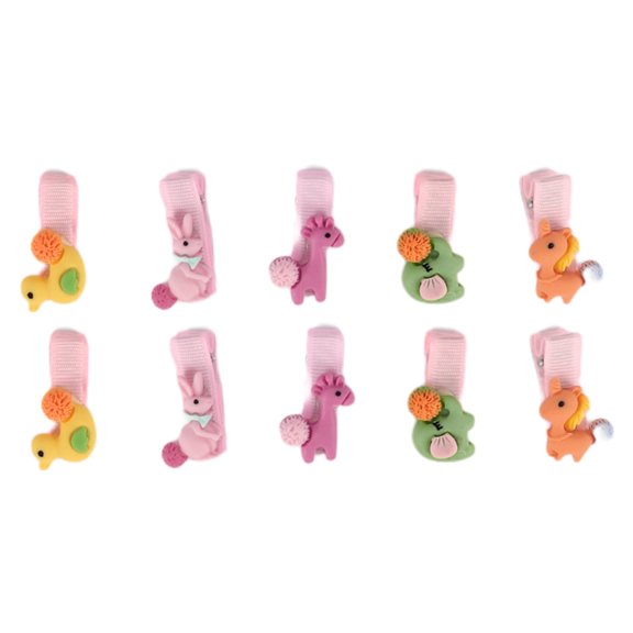 10 Pcs Fashion Cute Horse Rabbit Hair Clips for Girls Pink Orange Yellow Green