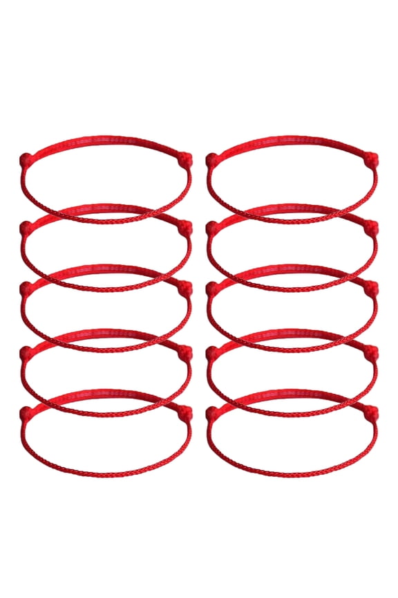 10 Pcs Fashion Red String Simple Thin Rope Adjustable Braid Rope Wristband Bangles for Women Girls