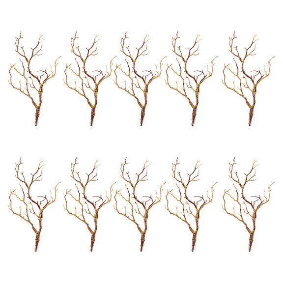 10 Pcs Faux Branches, 13 in / 33 cm Artificial Antler Shaped Tree Branch, Light Brown Decorative Twigs, PVC Home Decor Branches for DIY Crafts, Party Decorations