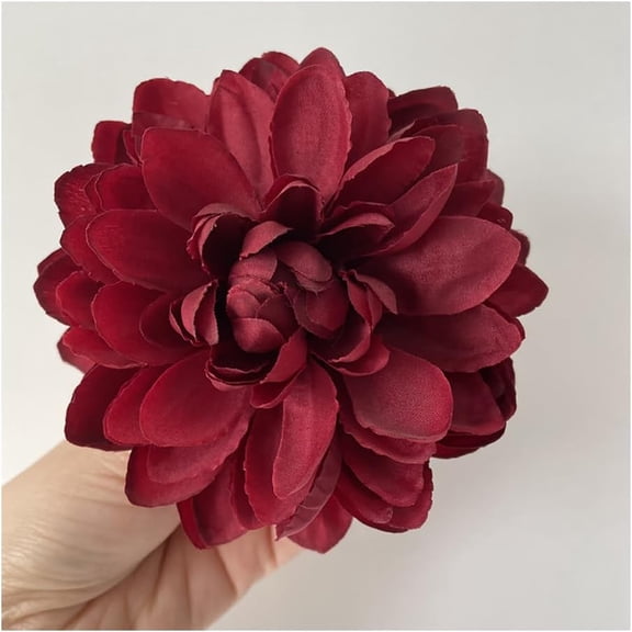 10 Pcs Faux Dahlia Heads, 3.9 Inch Silk Artificial Dahlia Flowers Heads for Wedding Bridal Shower Party Table Centerpiece, (Burgundy)