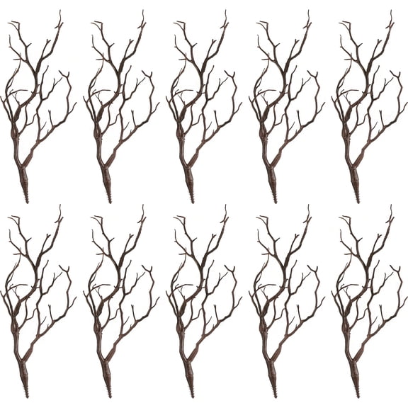 10 Pcs Faux Manzanita Branches, Artificial Branches for Vase on Table Counter Shelf,Plastic Dark Brown Antler Decor Twigs for Home Office Restaurant Valentine's Day Christmas Decorations