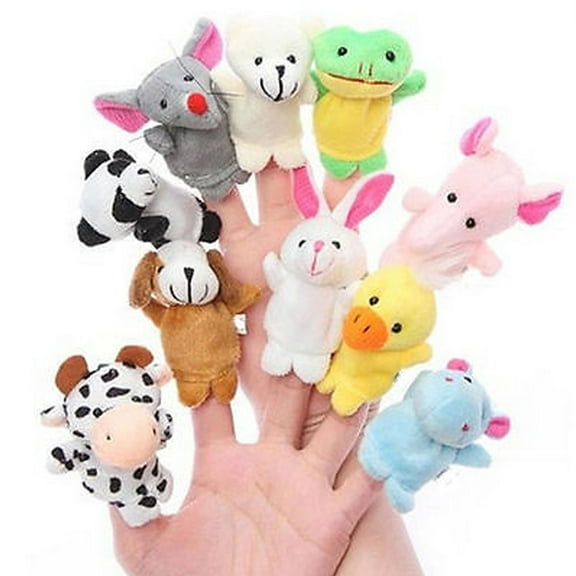 10 Pcs Finger Velvet Toys Cute Animal Shapes Funny Pig Bunny Frog Cotton Puppets For Baby Best Gift