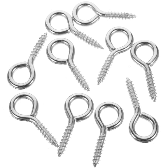 10 Pcs Eye Screws Fixed Cable Wires Cable Fixing Hook 5.00X2.20X0.60CM Silver